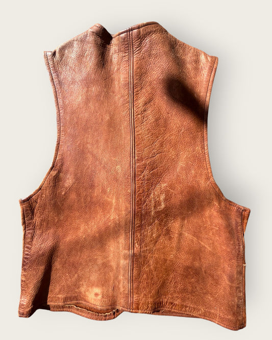 Beautifully aged 1930s buckskin vest with antler buttons