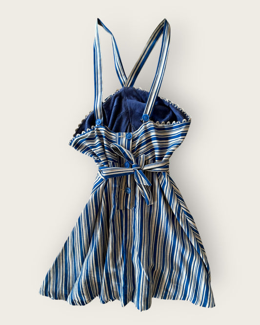 1930s ivory and blue stripe playsuit