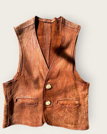Beautifully aged 1930s buckskin vest with antler buttons