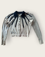 1950s black satin and ivory cashmere cardigan