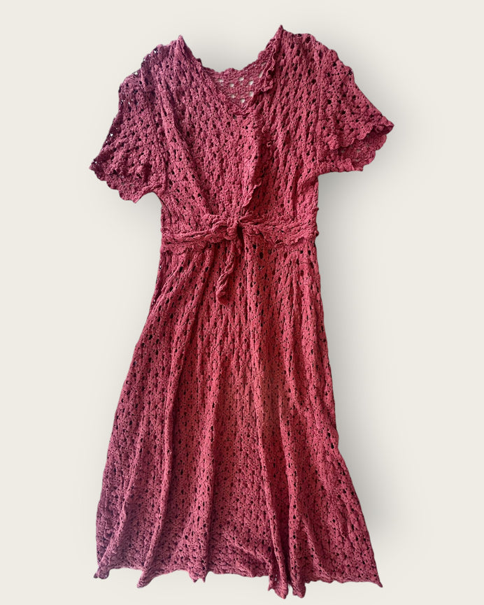 1930s rayon crochet dress