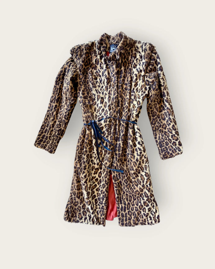 1990s furry leopard coat. Made in France by Patricia Forgeal for LM LULU.