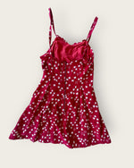 1940s red and ivory abstract print playsuit