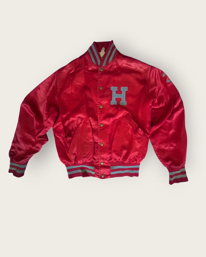 1940s chain stitched collegiate satin jacket